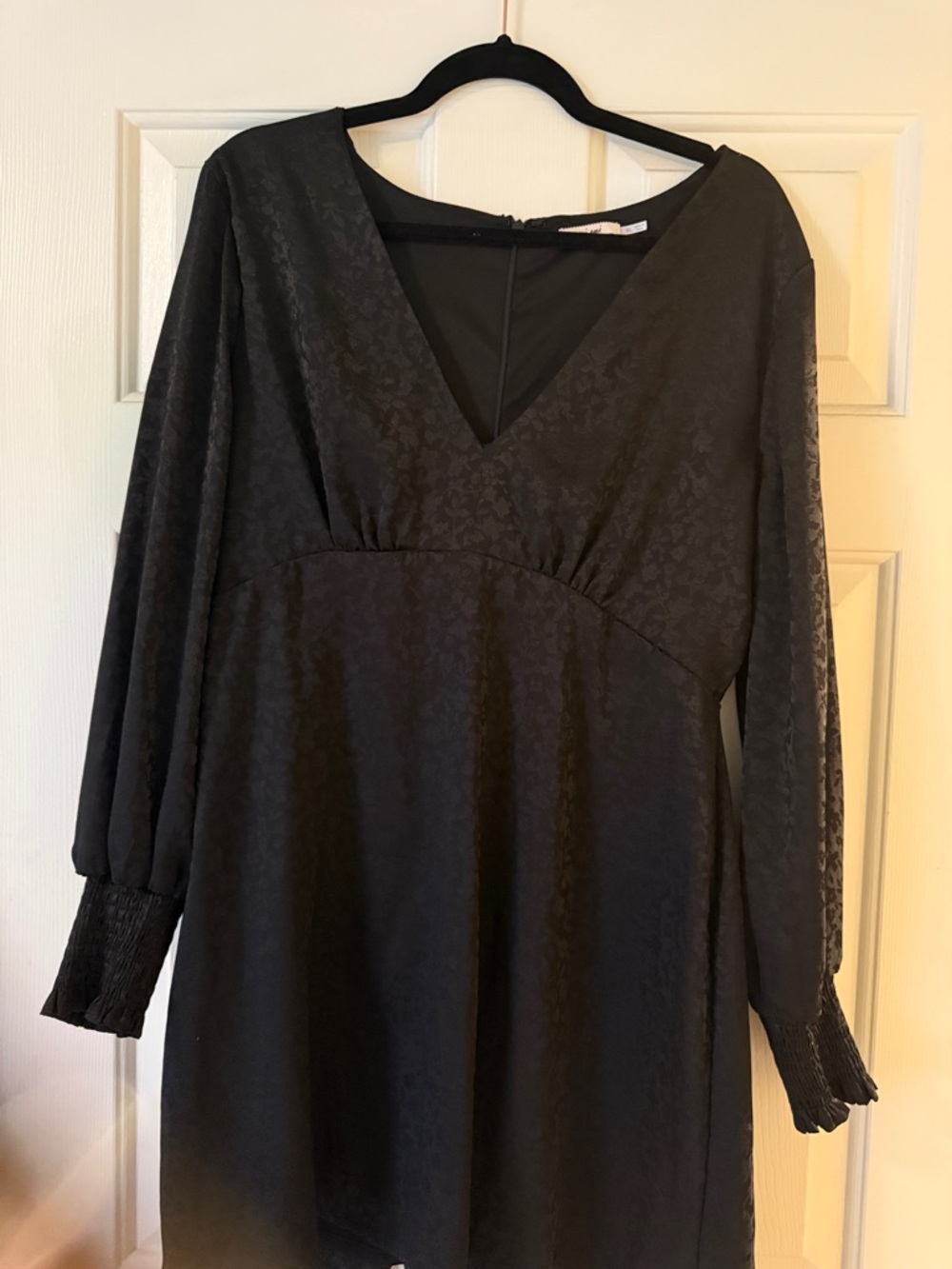 Black V-Neck Long Sleeve Women's Dress